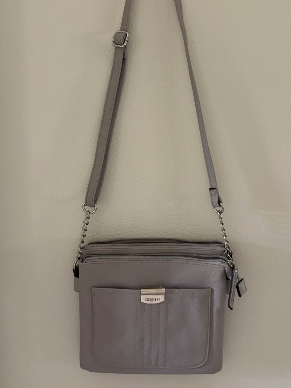 Rosetti Crossbody Organizer Purse-Light Gray